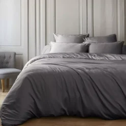 Copripiumino in raso di bambù (260 x 240 cm) Sienna Grigio granito