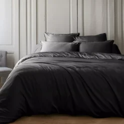 Copripiumino in raso di bambù (280 x 240 cm) Sienna Nero