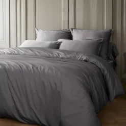 Copripiumino in raso di bambù (200 x 200 cm) Sienna Grigio granito