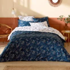Copripiumino in raso di cotone (300 x 240 cm) Lilou Blu navy