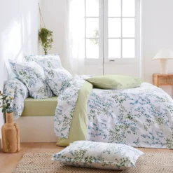 Copripiumino in raso di cotone (260 x 240 cm) Angèle Verde tiglio