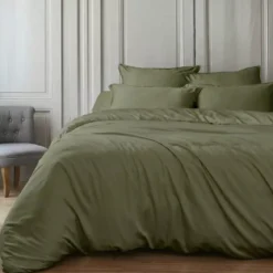 Copripiumino in satin di bambù (200 x 200 cm) Sienna Verde rosmarino