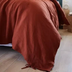 Copripiumino lino lavato (240 cm) Louise Terracotta