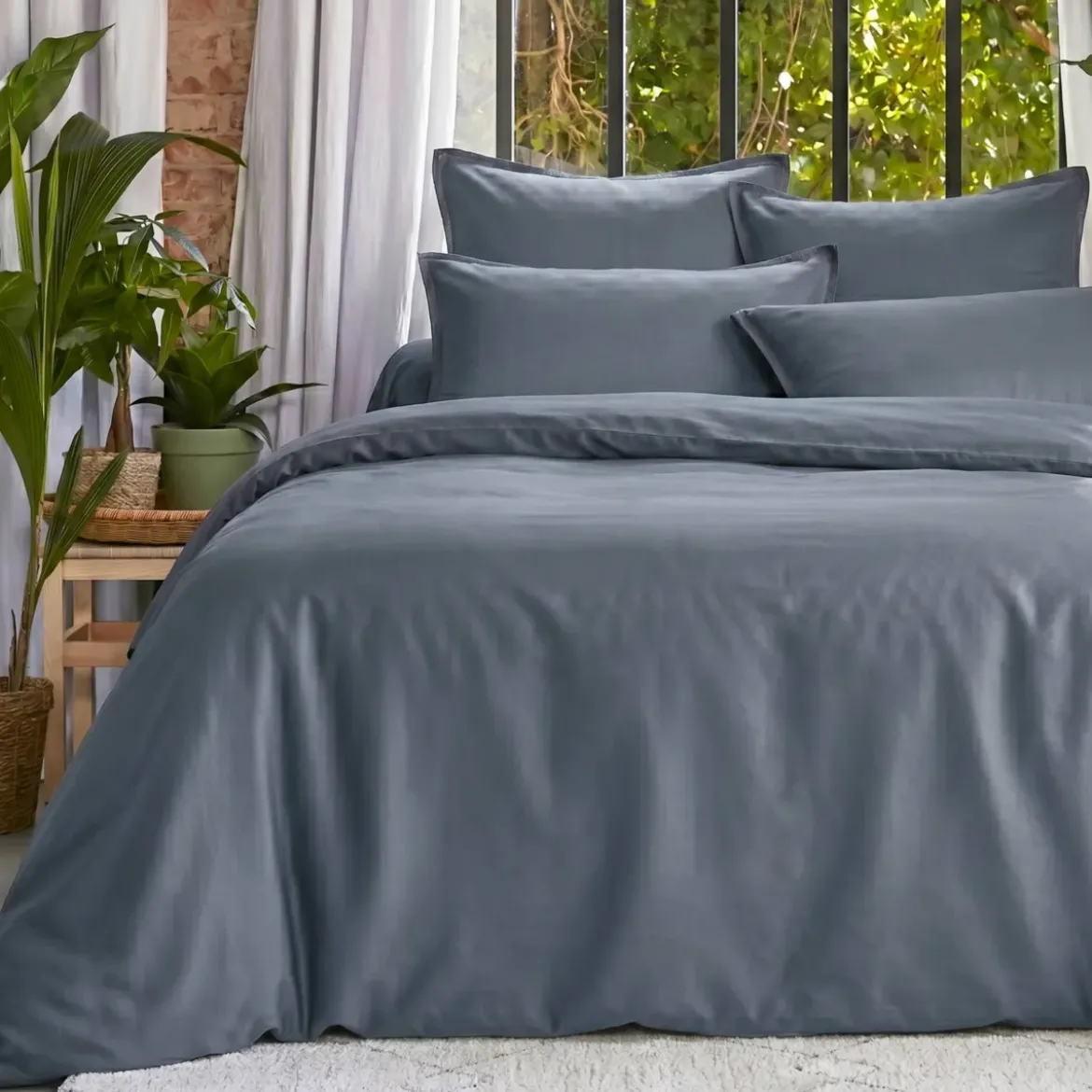 Copripiumino lyocell Tencel™ lavato (200 x 200 cm) Olivia Blu stone