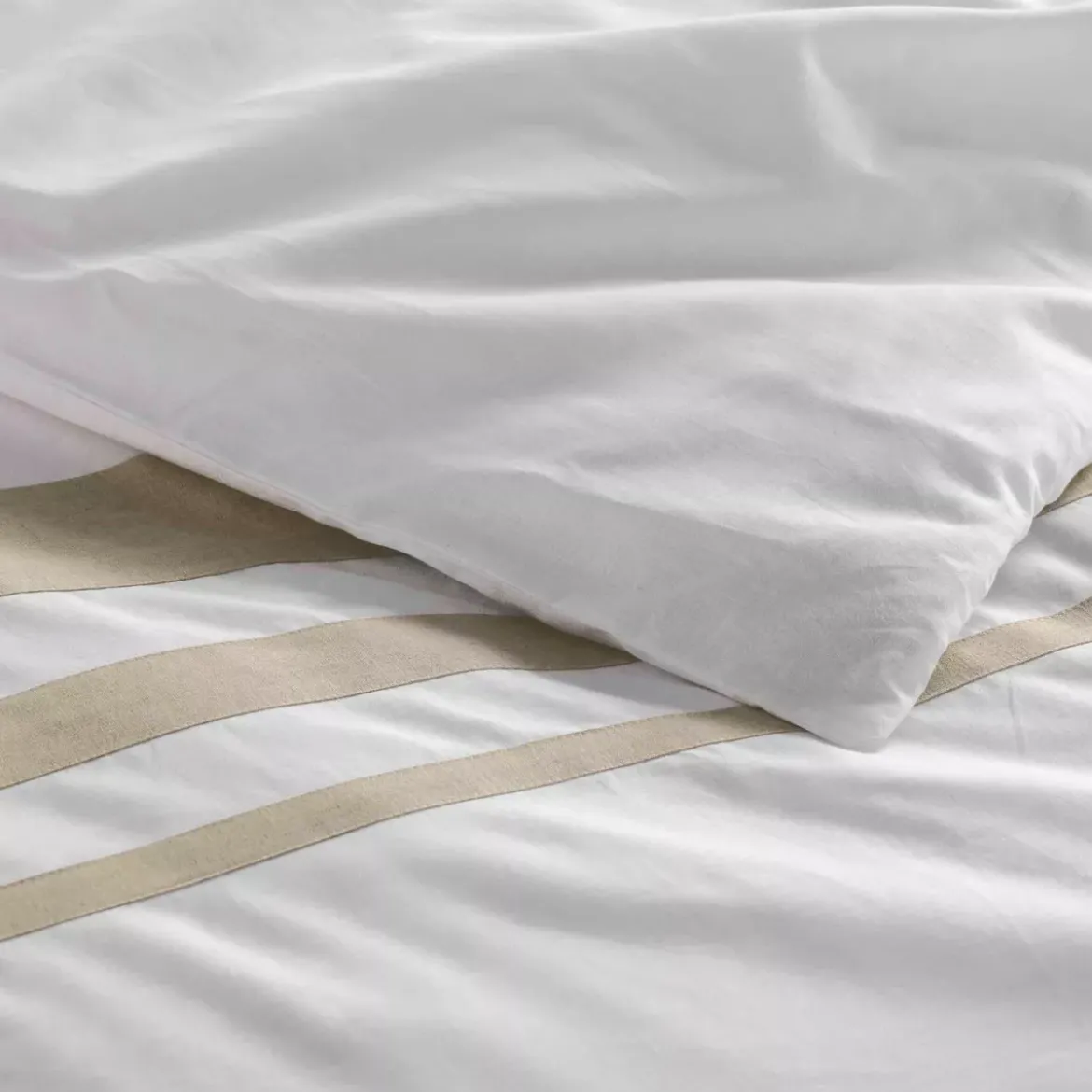 Copripiumino matrimoniale e due federe cotone (260 x 240 cm) Margaux Bianco