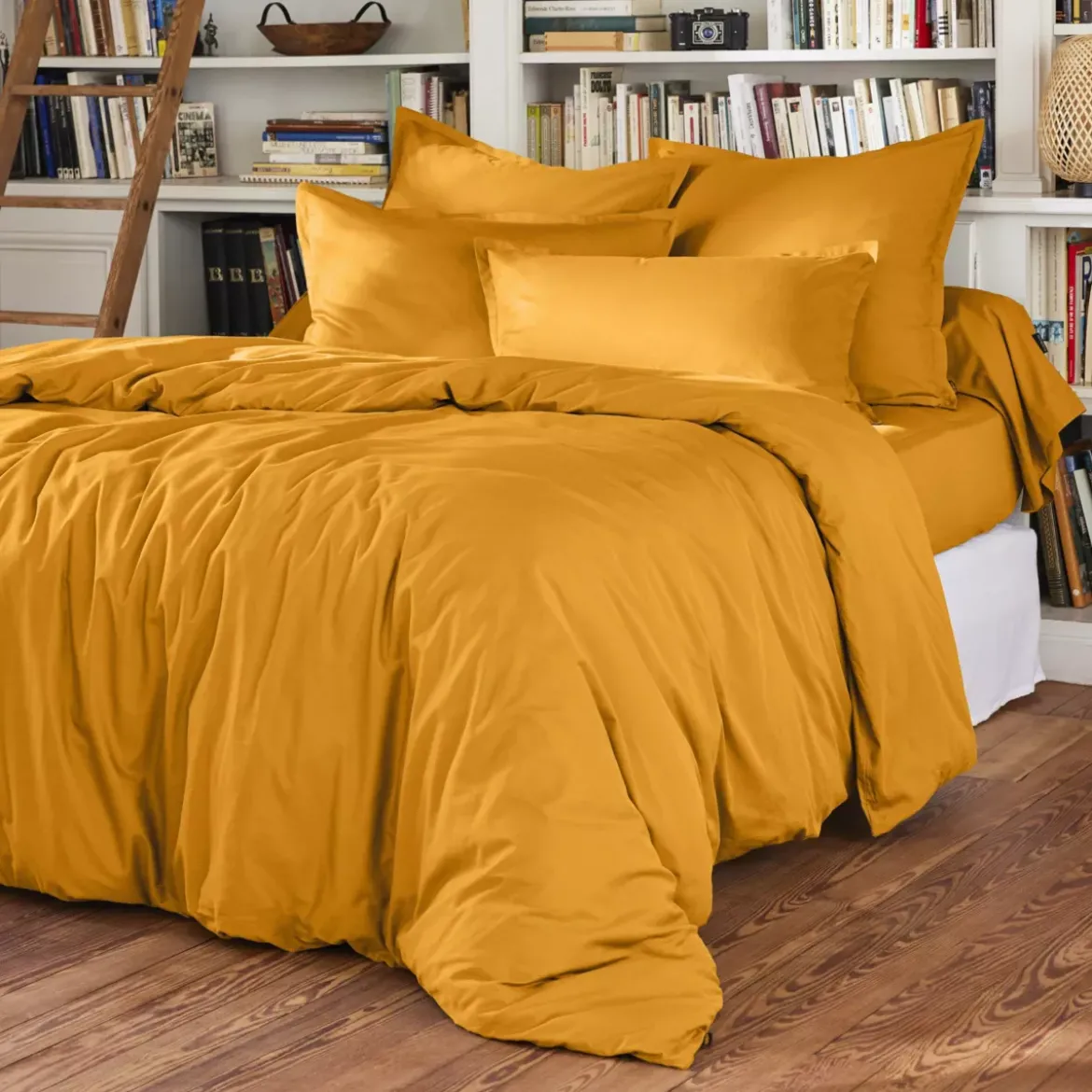 Copripiumino percalle di cotone (260 cm) Cali Giallo senape
