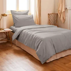 Copripiumino percalle di cotone (140 cm) Cali Grigio chiaro