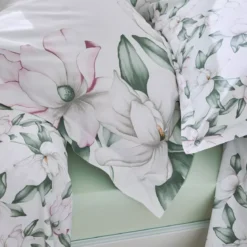 Copripiumino percalle di cotone (260 cm) Magnolia Verde