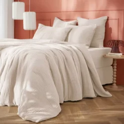 Copripiumino quadrupla garza di cotone (200 x 200 cm) Victoria x Gaïa Beige pampa