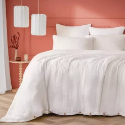 Copripiumino quadrupla garza di cotone (240 x 220 cm) Victoria x Gaïa Bianco chantilly