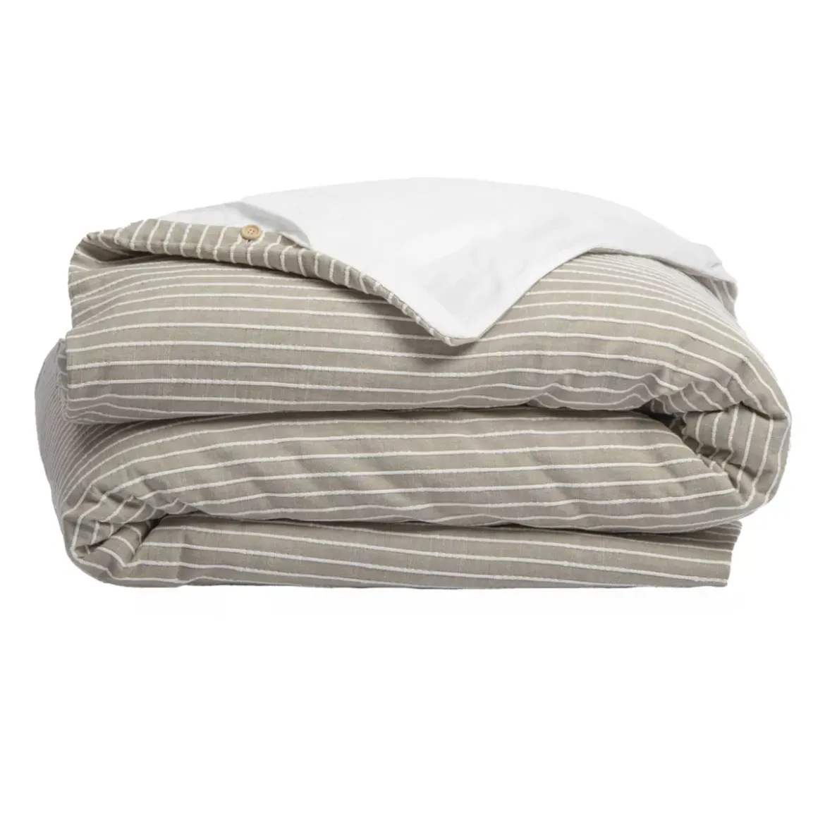 Copripiumino reversibile in cotone texturizzato e percale (240 x 220 cm) Alice Ecru