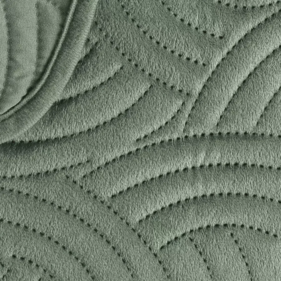 Copripiumino trapuntato e due federe (240 x 260 cm) Solange Verde cachi