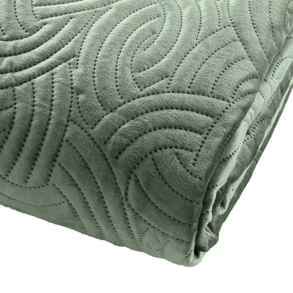Copripiumino trapuntato e due federe (240 x 260 cm) Solange Verde cachi