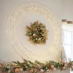 Corona di Natale Gigante luminosa Micro 1800 LED (D116 cm) Scintilli Argento e bianco caldo