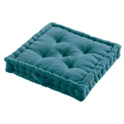 Cuscino da pavimento cotone (60 x 60 cm) Pixel Blu ottanio
