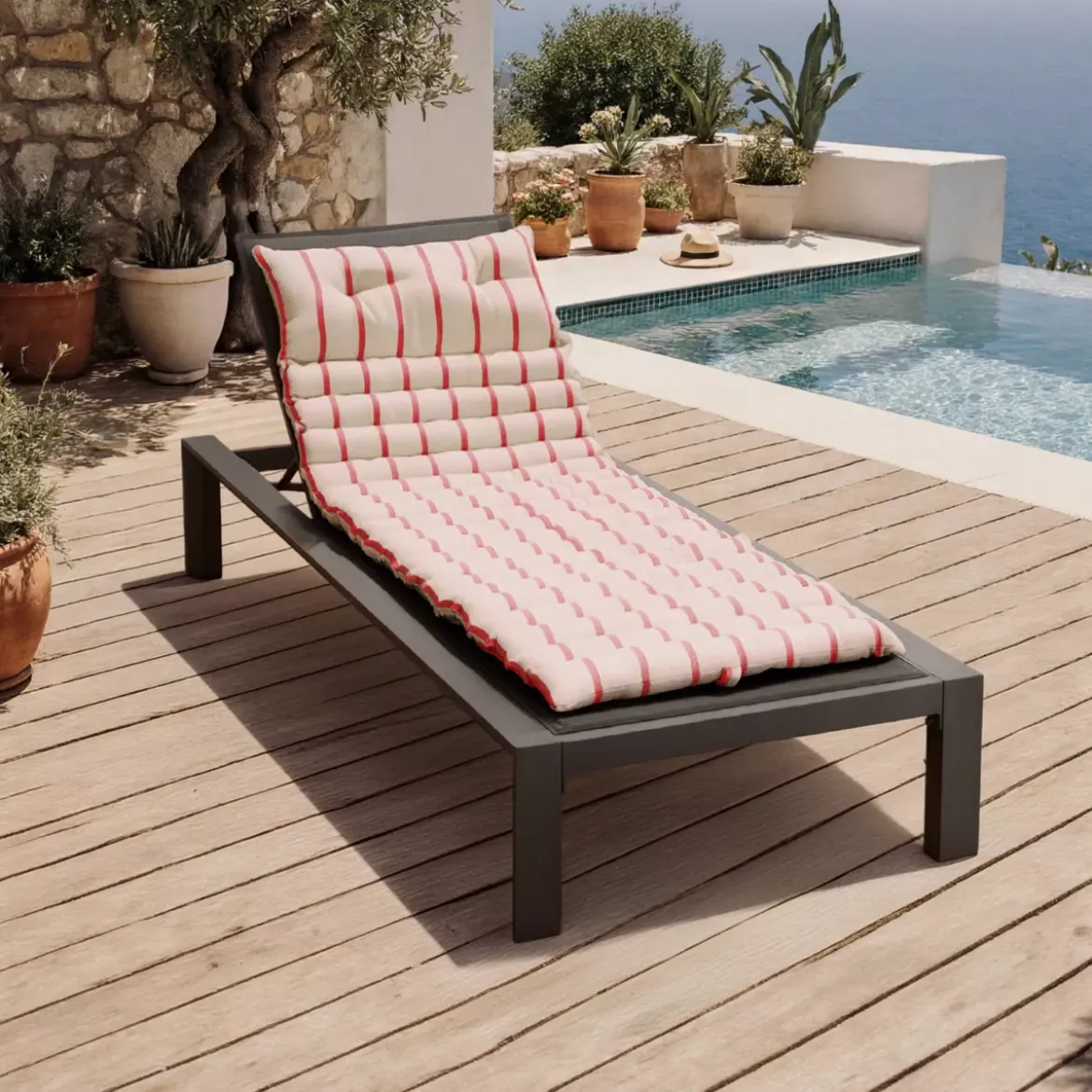 Cuscino da sdraio avvolgibile (60 x 180 cm) Ocealys Rosso