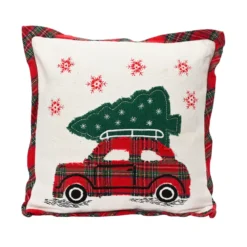Cuscino di Natale quadrato in cotone (45 x 45 cm) Christmas Tartan Rosso