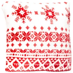 Cuscino natalizio quadrato (40 x 40 cm) Fiocchi di neve Rosso e bianco