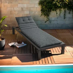 Cuscino per lettino prendisole trapuntato (180 x 60 cm) Sunset Grigio antracite