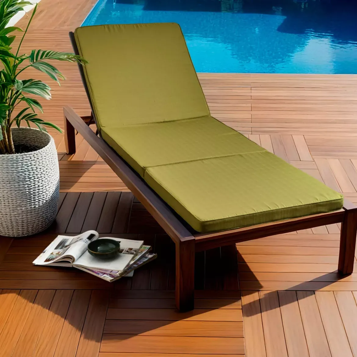 Cuscino per lettino prendisole sfoderabile (190 x 60 cm) Sunset Verde oliva