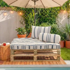 Cuscino per pallet da esterno rettangolare (120 x 80 cm) Nautira Blu navy