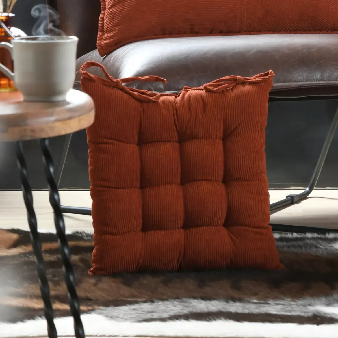 Cuscino per sedia quadrato in velluto (38 x 38 cm) Dandy Terracotta