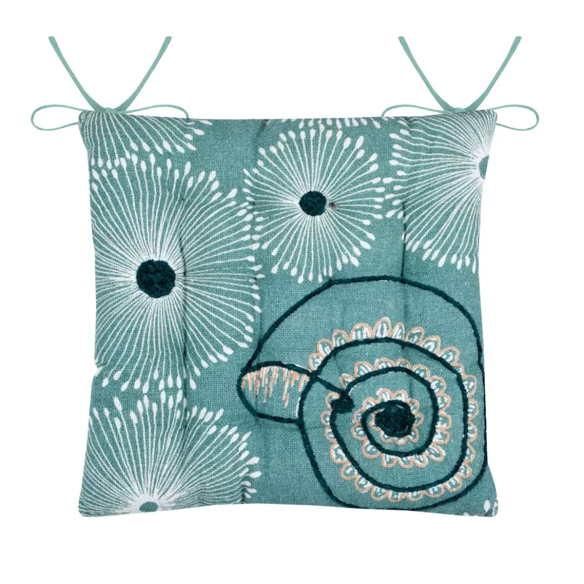 Cuscino per sedia quadrato in cotone (38x38 cm) Barbados Verde celadon