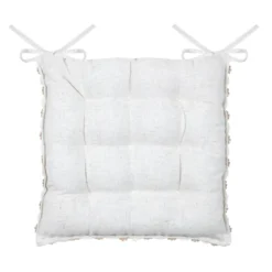 Cuscino per sedia quadrato in cotone (38 x 38 cm) Camille Ecru