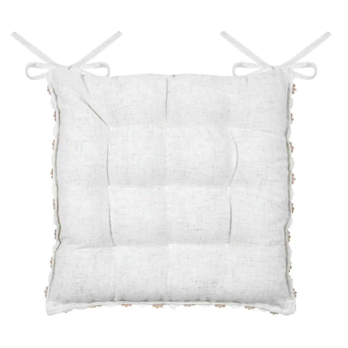 Cuscino per sedia quadrato in cotone (38 x 38 cm) Camille Ecru