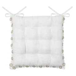 Cuscino per sedia quadrato in cotone (38 x 38 cm) Camille Ecru