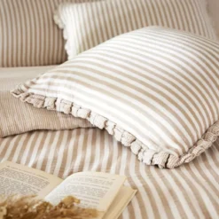 Cuscino quadrato in doppia garza di cotone (45 x 45 cm) Gaïa a righe Corda