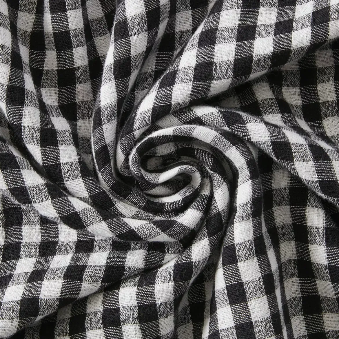 Cuscino quadrato in garza di cotone (45 x 45 cm) Gaïa vichy Nero