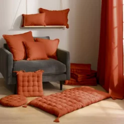 Cuscino rettangolare in cotone (30 x 50 cm) Pixel Terracotta