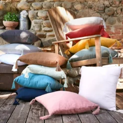 Cuscino rettangolare in garza di cotone (40 x 60 cm) Gaia Verde rosmarino