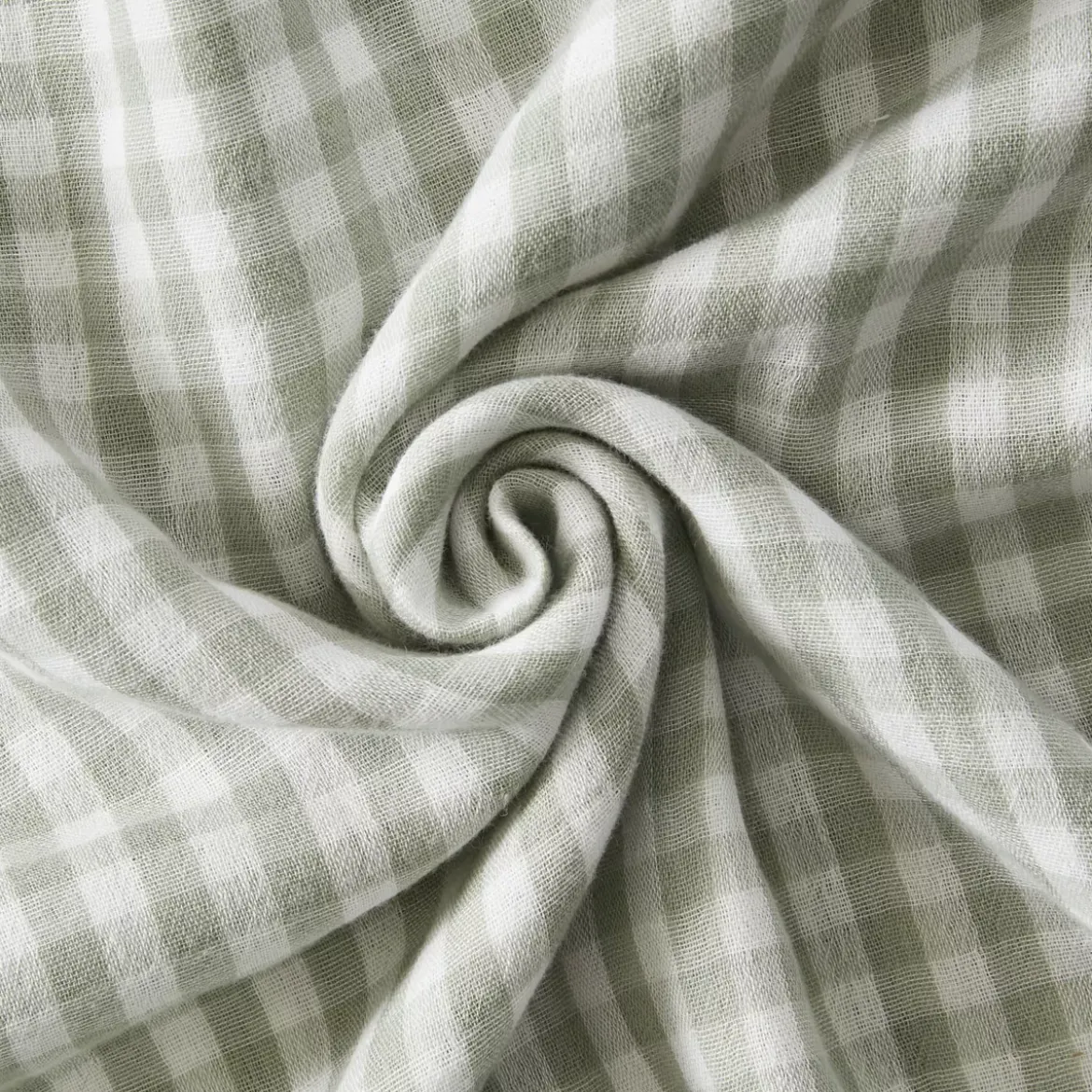 Cuscino rettangolare in garza di cotone (40 x 60 cm) Gaïa vichy Verde eucalipto