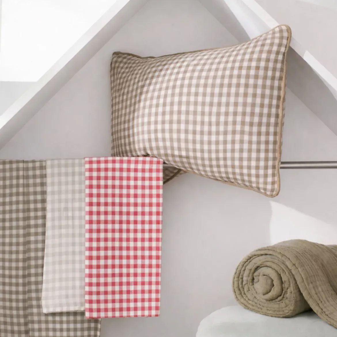 Cuscino rettangolare in garza di cotone (40 x 60 cm) Gaïa vichy Corda