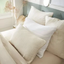 Cuscino rettangolare in garza di cotone (40 x 60 cm) Gaïa vichy Beige