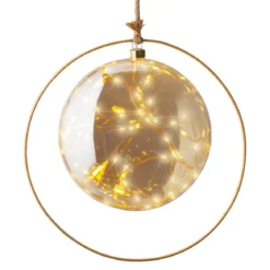 Decorazione da appendere luminosa a pile 40 LED (D26 cm) Luna d'Inverno Ambra/bianco caldo