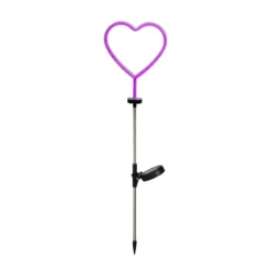 Decorazione luminosa Solare da infilare nel terreno (H72 cm) Cuore neon Rosa