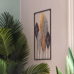 Decorazione murale Foglie Nero e oro