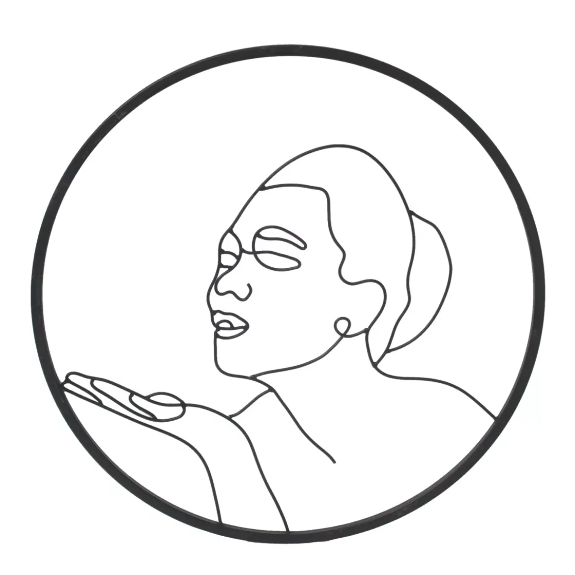 Decorazione murale rotonda in metallo (D60 cm) Woman Nero