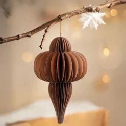 Decorazione natalizia da appendere in carta (H20 cm) con chiusura magnetica Marrone caffè