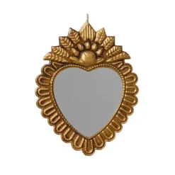 Decorazione Natalizia da appendere in metallo (H20 cm) Specchio Exvoto Dorato