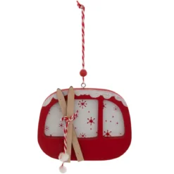 Decorazione natalizia in legno a forma di cabinovia della Savoia (H12,5 cm) Rosso