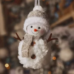 Decorazione natalizia sospesa (H13 cm) Pupazzo di neve Glacy Grigio