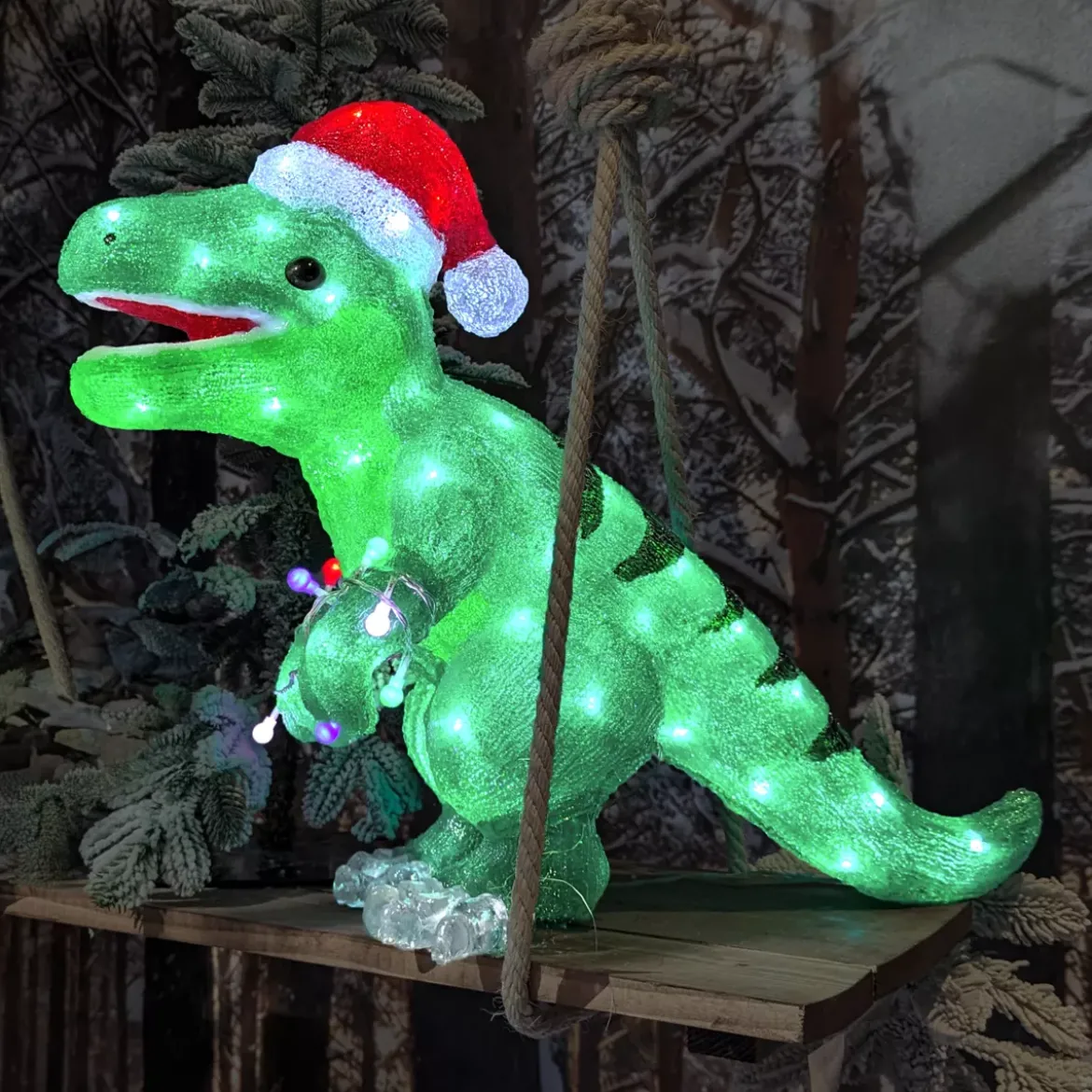Dinosauro luminoso 80 LED (H47 cm) Rex Bianco Freddo