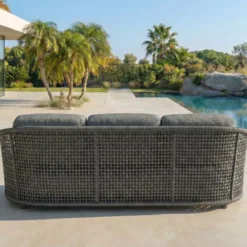 Divano da giardino effetto rattan e alluminio 3 posti Riviera Grigio antracite