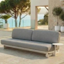 Divano da giardino in alluminio a 3 posti Long Beach Bianco cenere e tortora