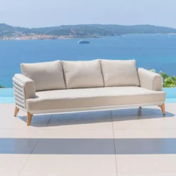 Divano da giardino in alluminio 3 posti Monte Carlo Bianco e tortora