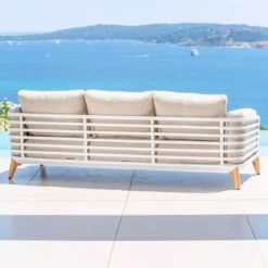Divano da giardino in alluminio 3 posti Monte Carlo Bianco e tortora